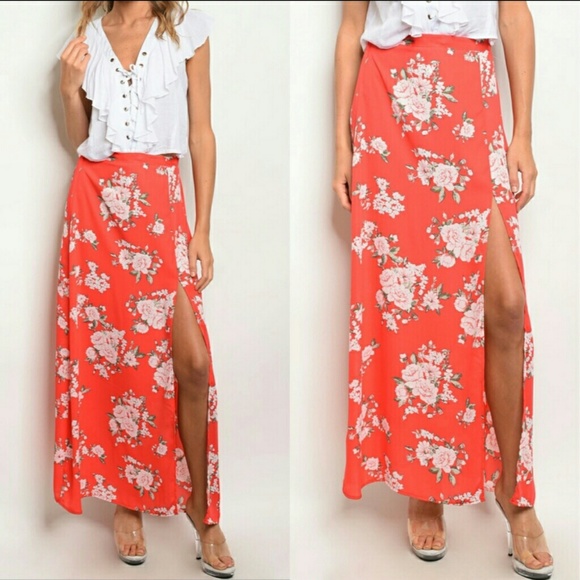 Dresses & Skirts - Red floral skirt